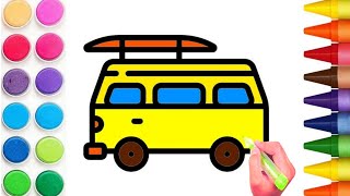 How to draw a Bus | Wheels On the Bus | Cara menggambar Bus | Easy drawing for children.