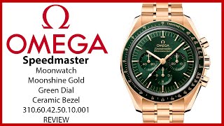 ▶ Omega Speedmaster Moonwatch Chronograph Moonshine Gold Green Dial 310.60.42.50.10.001 - REVIEW