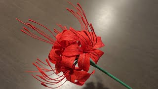 Red spider lily/ Lycoris radiata/ DIY crepe paper flower/ craft idea