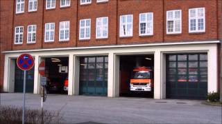 Feuerwache Hamburg Berliner Tor (F22). Einsatz für KLF, HLF und DLK am 23.03.2014 (HD)