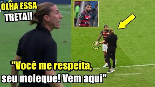 👀Discussão entre Filipe Luís e Gabigol antes de gol em Flamengo x Atlético-MG 'Me respeita, moleque'