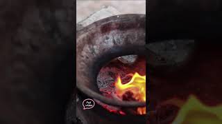 A countryside girl make fire to make food for dinner #fried #food #cooking