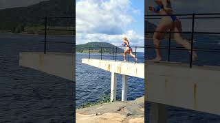 #woman #diving a Norwegian woman 👩 jump into water 💧