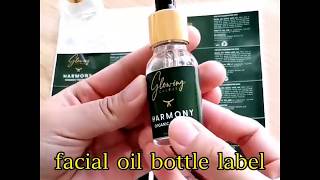 facial oil bottle labels