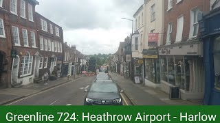 🇬🇧 BUS JOURNEY | Arriva Herts & Essex "Greenline" 724: Heathrow Airport ➔ Harlow