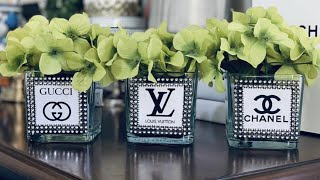 Chanel flower vase DIY! Chanel vase! Fashion designer inspired vases at home by me self! Gucci vase