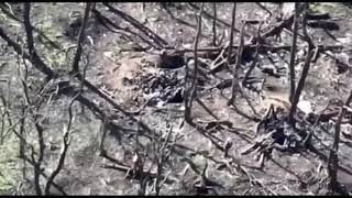 Ukraine - A Ukrainian soldier blows up a Russian trench. Drone footage. Combat footage. War footage