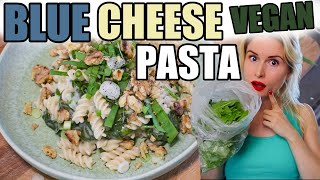 How to make BLUE CHEESE/SPINACH PASTA VEGAN (easy, quick recipe)