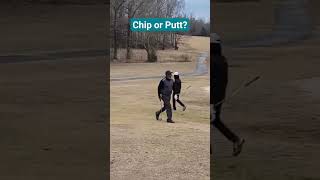 Chip or Putt? Winter golf chippin can embarrass a fella, see 1st guy LOL. #Golfing #Golfers #Funny