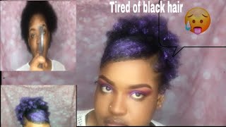 HOW TO: SIDE PART SLEEK HIGH PUFF/ EDGES (trying purple hair wax/ 4c hair)