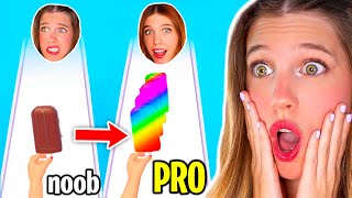 EL HELADO MÁS LARGO DEL MUNDO en SIMULADOR DIFÍCIL!! 🍦 NOOB vs PRO vs HACKER 🍧