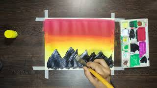 How to Paint Mountain Landscape || watercolor painting