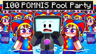 100 POMNI'S HAVE A POOL PARTY IN MINECRAFT!?