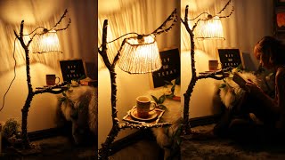 HOW TO TURN A TREE BRANCH INTO A BEAUTIFUL STANDING LAMP FOR YOUR HOME | DIY TREE BRANCH LAMP