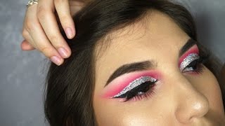 PINK + SILVER GLITTER CUT CREASE✨