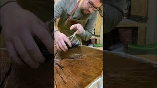 Заливка трещин эпоксидной смолой #woodworker_artem