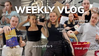 WEEKLY VLOG: changing my apartment decor, meal prepping, pilates, workwear outfits, sephora haul