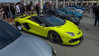 Lamborghini Aventador SVJ shut down cars and Coffee