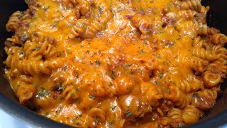 One Pot CHEESY Beef Pasta