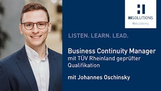 HiSolutions | HiAcademy: Business Continuity Manager (TÜV geprüft) mit Arndt Johannes Oschinsky