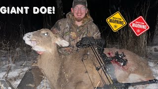 Big Doe in the snow! Ohio late season bow hunt!