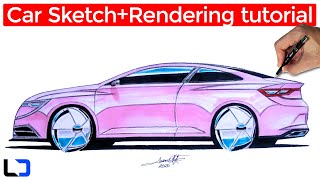 COMO DESENHAR CARROS Sketch+Rendering tutorial (Aula passo a passo ao vivo)