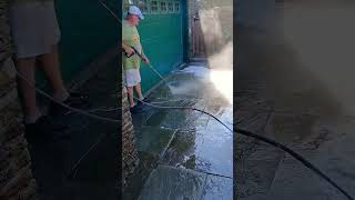 Oddly satisfying pressure washing a patio #oddlysatifyingpressurewashing #pressurewash #foamcannon