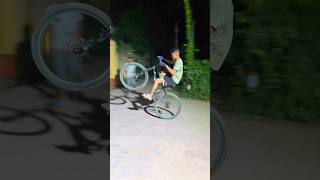 💥 Wheelie + manual challenge 😱❓ Wait for end ✅🤯 #wheelie #stunt #shorts #mtb #challenge #manual