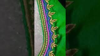 simple vs grand computer embroidery design 🦚#blouse #viral #viralvideo #fashion #blousedesign