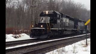 HD NS SD40-2 #3491 Leads EDPO thru Plaistow NH w/ a Strange Sounding Horn 3/12/2014