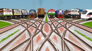 10 INDIAN EXPRESS TRAINS BACK TO BACK RUNS BY CUVERD BRANCHED RAILROAD TRACKS • BeamNG Driver @NTG