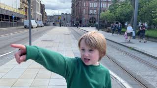 Edinburgh Tram at St Andrews Square travelling to Edinburgh airport