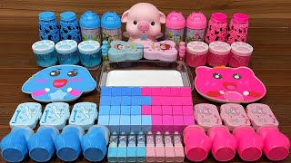 PINK vs BLUE PIG I Mixing random into Glossy Slime I Satisfying YEN Slime Video #625