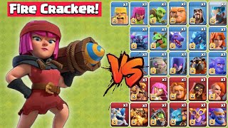 Fire Cracker vs All Troops! - Clash of Clans