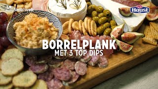 Borrelplank met 3 top dips