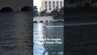 Practice before shooting the Imagine Dragons Sharks video at Bellagio Fountains in Las Vegas