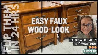 Easy 24 HR Furniture Flip | FAUX WOOD LOOK | Bedside Tables/Nightstands Makeover