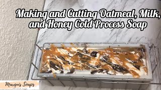 Making and Cutting Oatmeal Milk and Honey Cold Process Soap using Heat Transfer Method