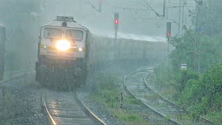 Train In Extremely Heavy Rain "0 Visibility ":Monsoon Konkan Railway:Route Diverted Train