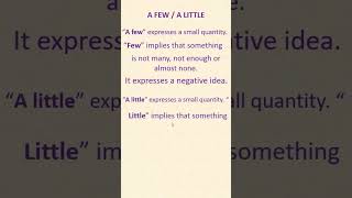 A few vs. a little — What is the difference between few and little?