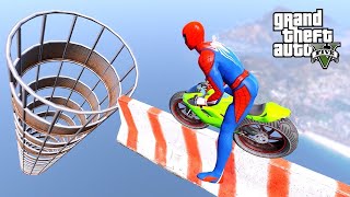 GTA 5 | Crazy Bike Races Spiderman Ragdoll