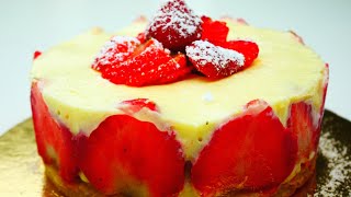 #كيك-بالفراولة سهل وسريع التحضير 👍 Quick and easy strawberry cake 👍