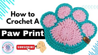 Step by Step 🐾 PAW PRINT🐾 COASTER Tutorial | How to Crochet a Paw Print Coaster | @AlleeCrochet_USA