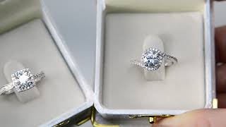 Square or Round Halo Engagement Ring by Brillianteers.com