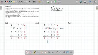 Computer Networks: Quiz 1 [2D Parity Scheme]