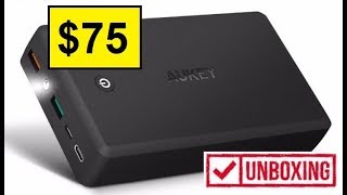 $75 - AUKEY 30000mAh USB-C Portable Charger with Quick Charge 3.0 Power Bank - Unboxing