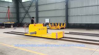 Rail Guided Vehicle Controlled by Hand Push Rod Foot Brake