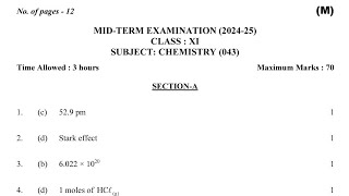 class 11 chemistry  Marking scheme(15/10/24)Morning ,Mid term answers#officialanswerkey11chemistry