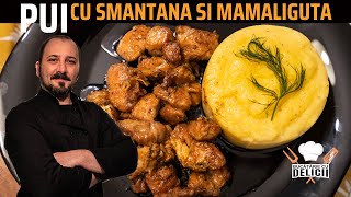 O altfel de reteta de pui cu smantana si mamaliguta