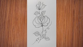 Flower Drawing Design Very Easy |Simple Flower Drawing For Embroidery | Flower Drawing step by step4